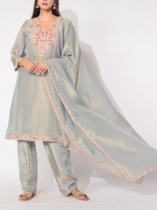 Grey Tissue Suit Set