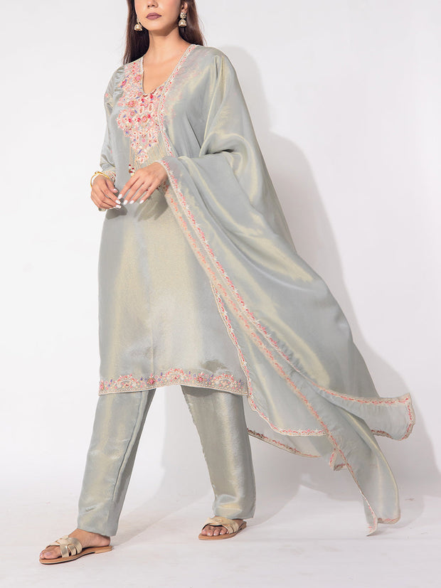 Grey Tissue Suit Set