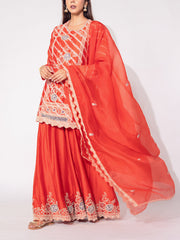 Orange Silk Sharara Set