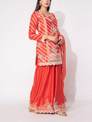 Orange Silk Sharara Set