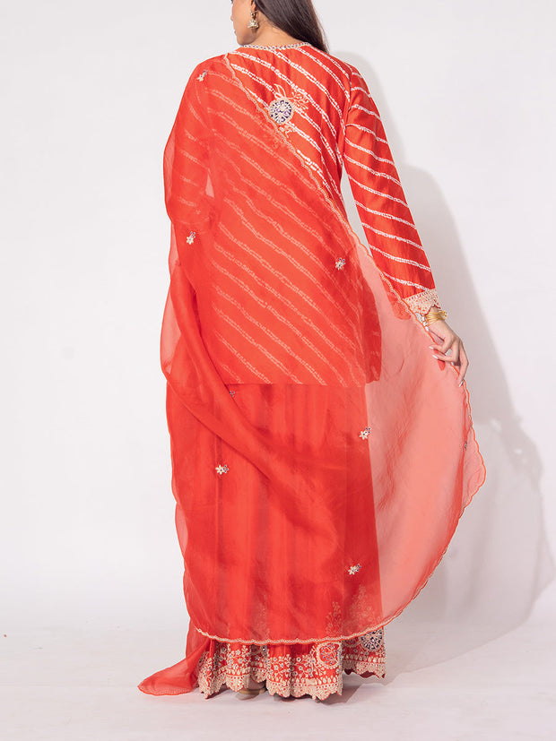 Orange Silk Sharara Set