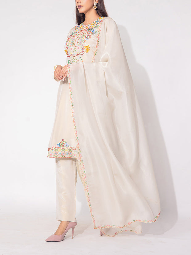 Off-white Tissue Sharara Set