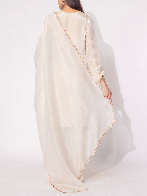 Off-white Tissue Sharara Set