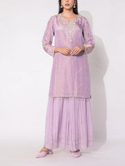 Purple Tissue Sharara Set