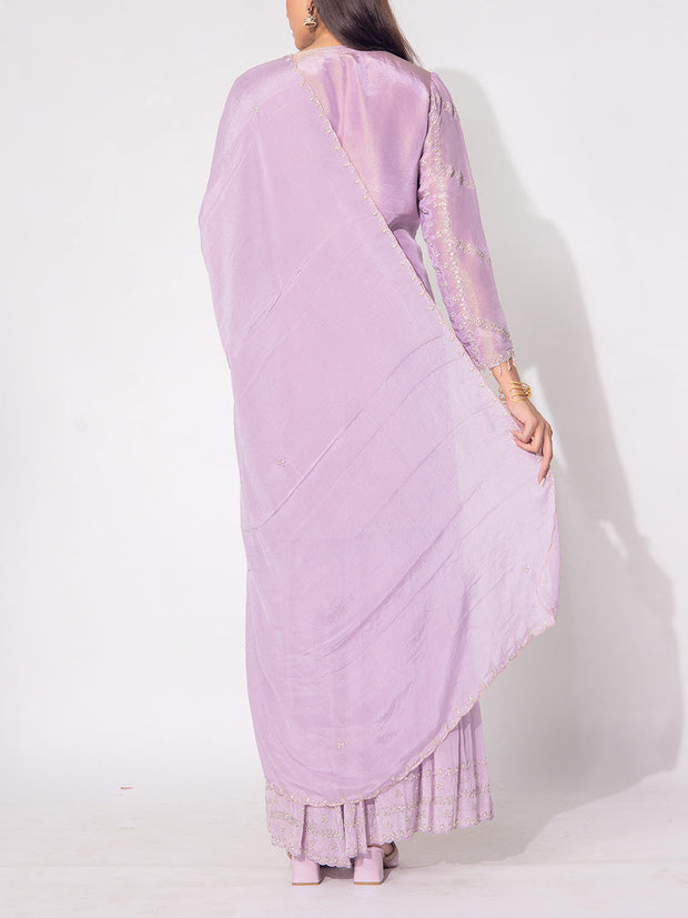 Purple Tissue Sharara Set