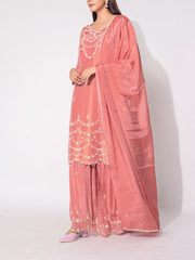 Peach Tissue Sharara Set