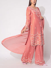 Peach Tissue Sharara Set