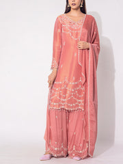 Peach Tissue Sharara Set