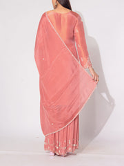 Peach Tissue Sharara Set