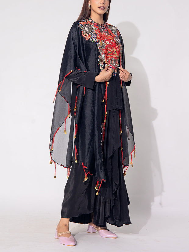 Black Organza Tissue Jacket Set