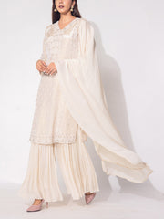 Off-white Tissue Sharara Set