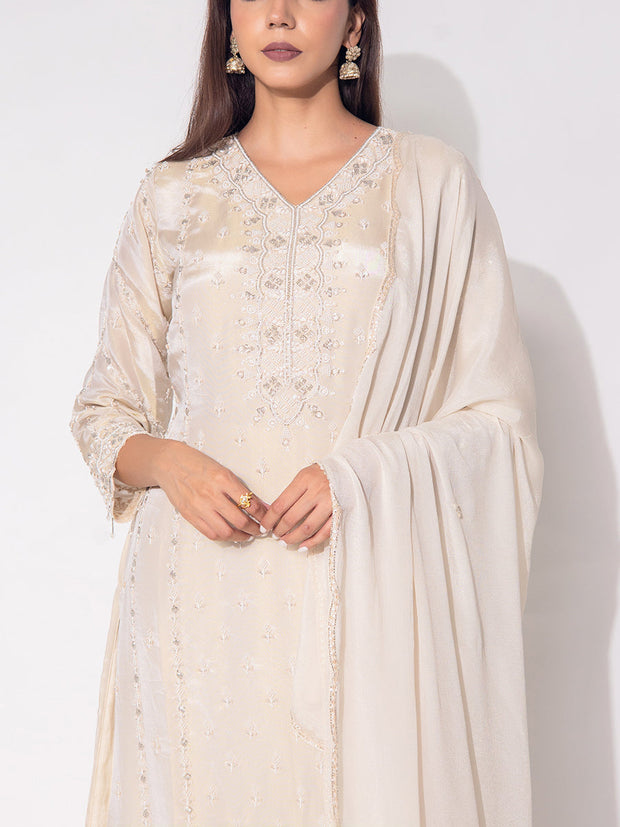 Off-white Tissue Sharara Set