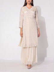 Off-white Tissue Sharara Set