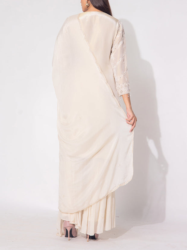 Off-white Tissue Sharara Set