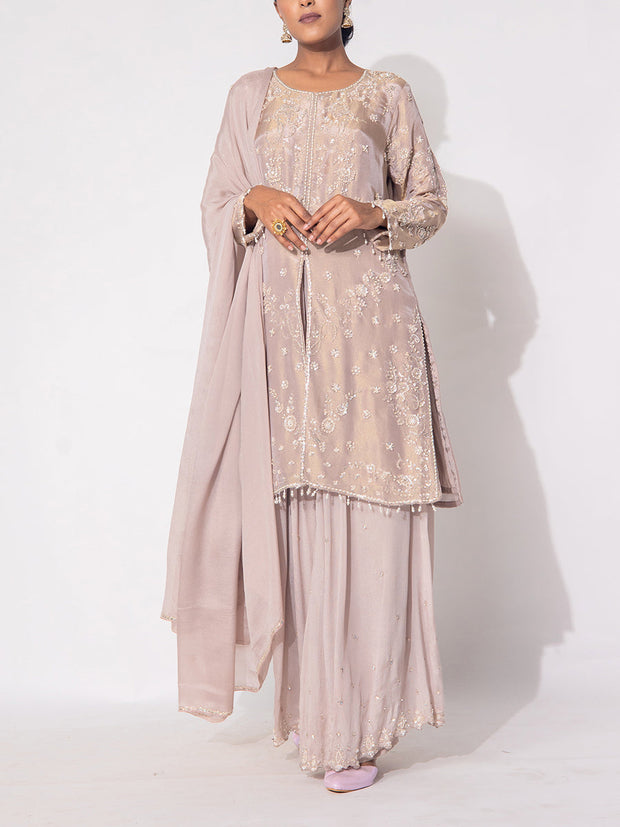 Light Brown Tissue Sharara Set