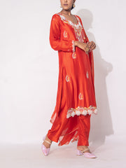 Orange Silk Suit Set