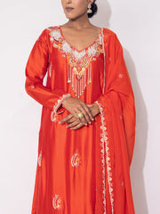 Orange Silk Suit Set