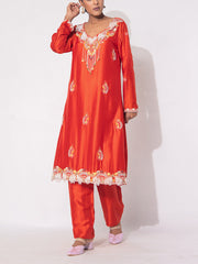 Orange Silk Suit Set