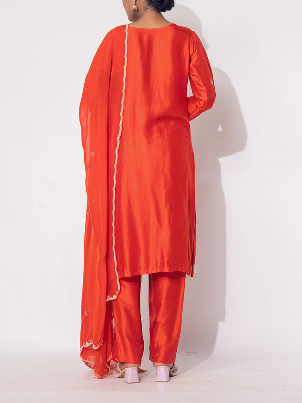 Orange Silk Suit Set