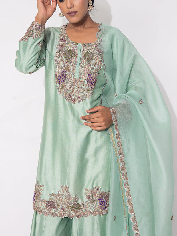 Mint Green Silk Suit Set
