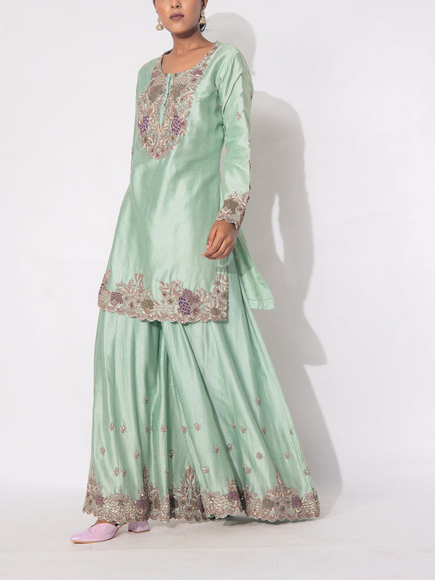 Mint Green Silk Suit Set