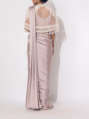 Beige Organza Drape Saree