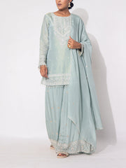 Pastel Mint Green Tissue Sharara Set