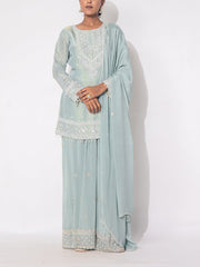 Pastel Mint Green Tissue Sharara Set