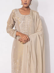 Beige Tissue Sharara Set