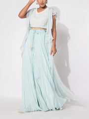 Powder Blue Organza Sharara Set