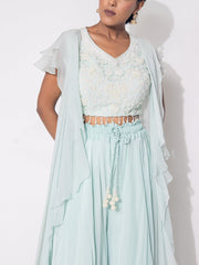 Powder Blue Organza Sharara Set