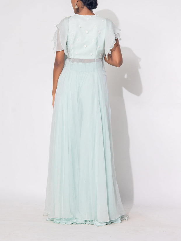 Powder Blue Organza Sharara Set