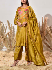 Green Vasansi Silk Embroidered Suit Set