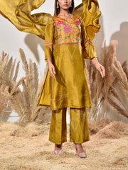 Green Vasansi Silk Embroidered Suit Set