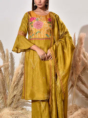 Green Vasansi Silk Embroidered Suit Set