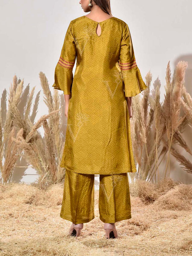 Green Vasansi Silk Embroidered Suit Set