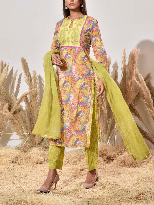 Grass Green Cotton Suit Set