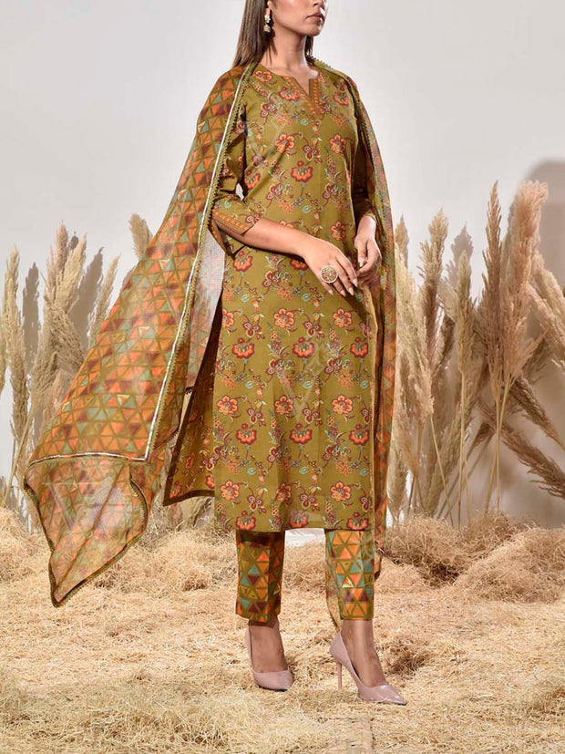 Green Cotton Suit Set