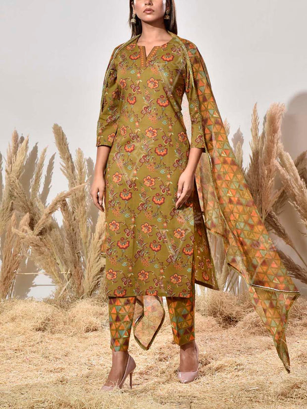 Green Cotton Suit Set