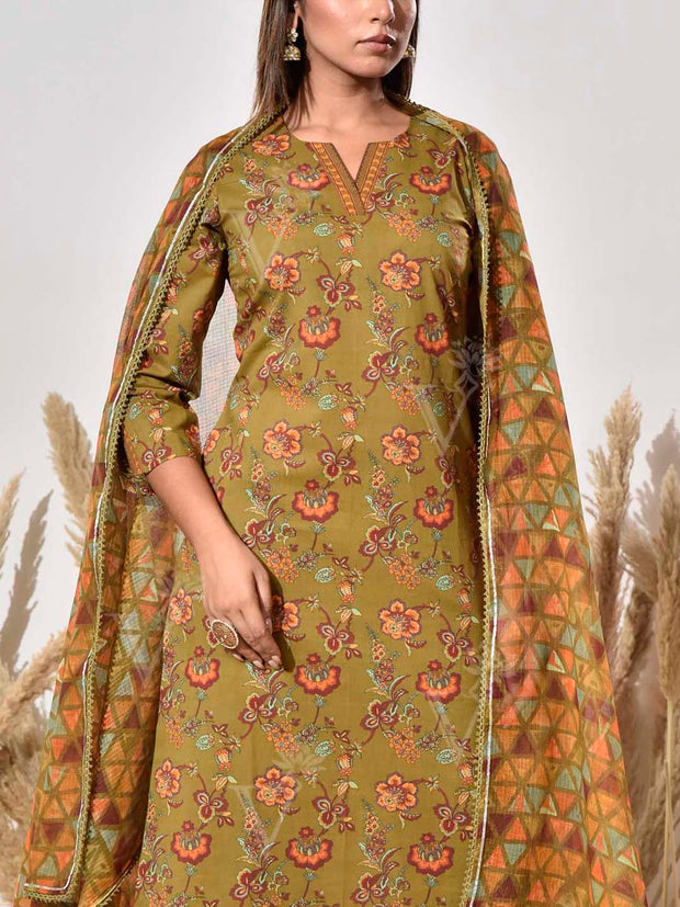 Green Cotton Suit Set