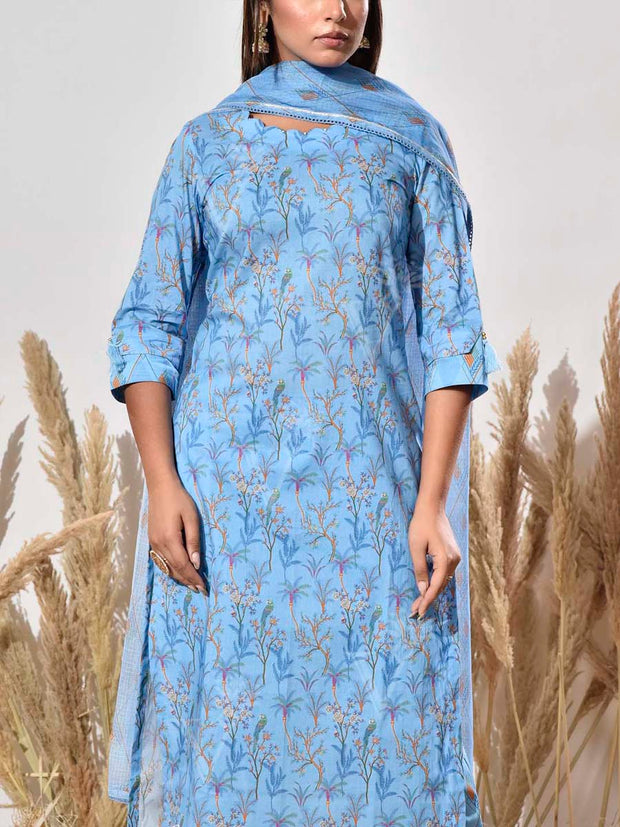 Sky Blue Cotton Suit Set