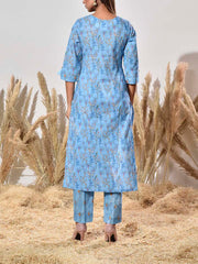 Sky Blue Cotton Suit Set