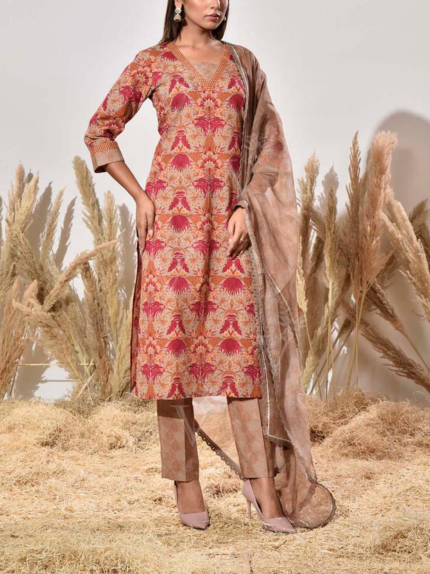 Brown Cotton Suit Set