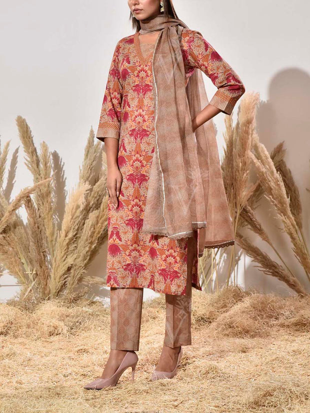 Brown Cotton Suit Set