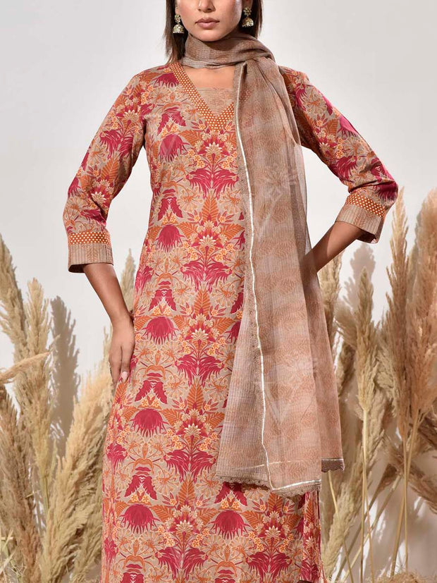 Brown Cotton Suit Set