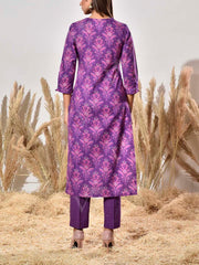 Purple Cotton Suit Set