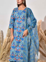Blue Cotton Suit Set