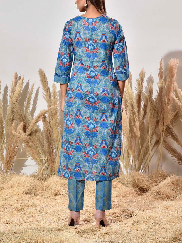 Blue Cotton Suit Set