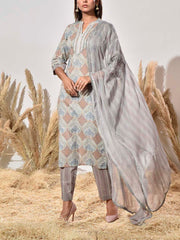 Grey Cotton Suit Set