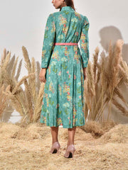 Green Cotton Printed Dress